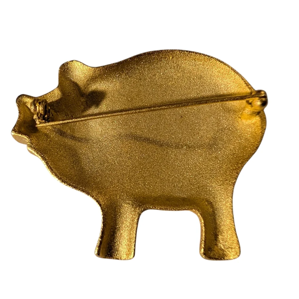 vintage Gold‎ Tone Pig Brooch
